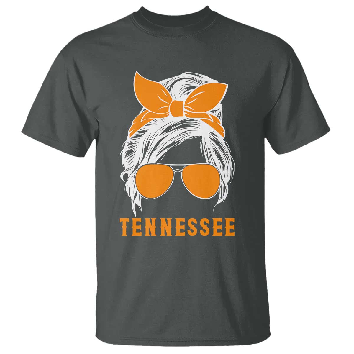 Tennessee Fan T Shirt Volunteers College Football Lover Game Day Messy Bun TS10 Dark Heather Print Your Wear