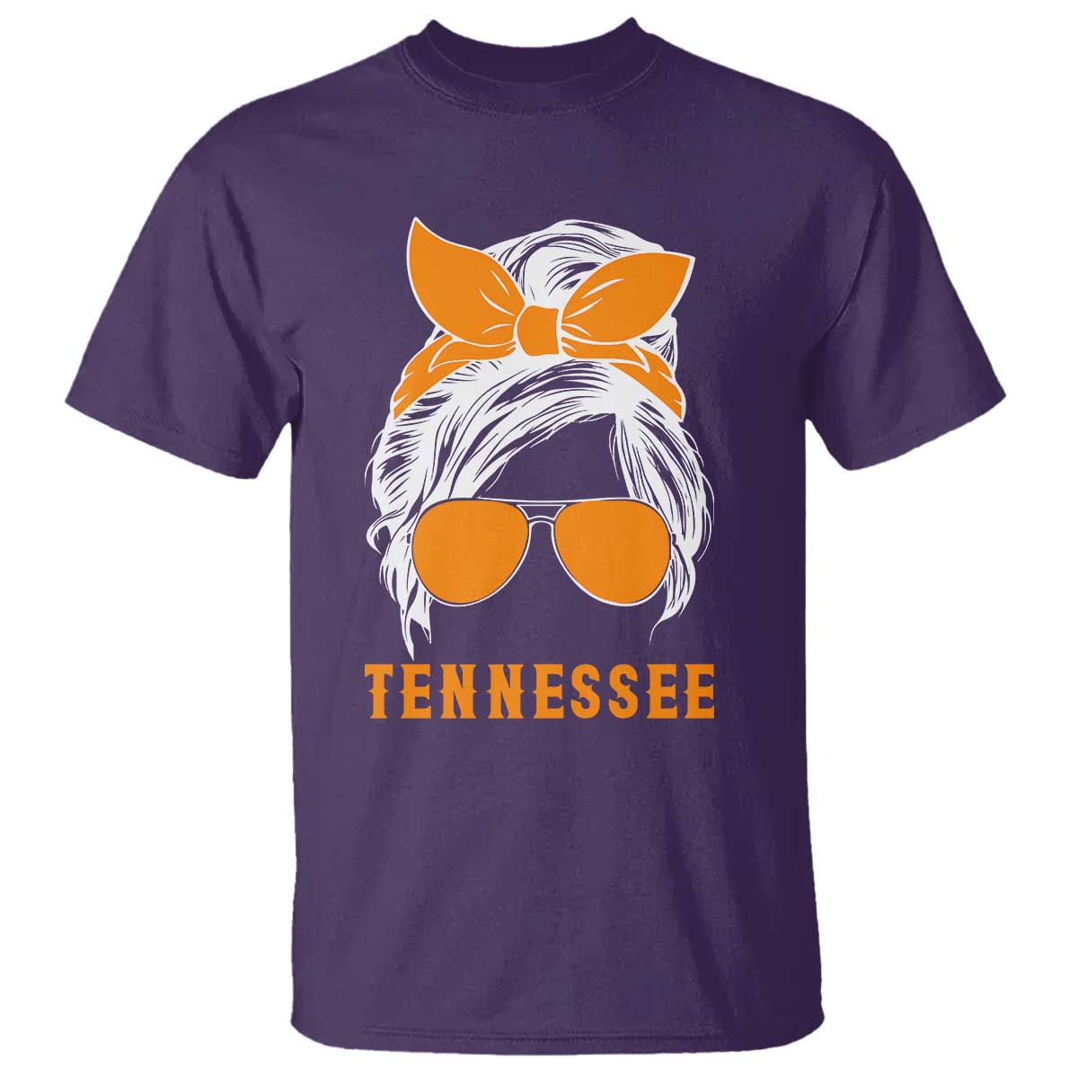 Tennessee Fan T Shirt Volunteers College Football Lover Game Day Messy Bun TS10 Purple Print Your Wear