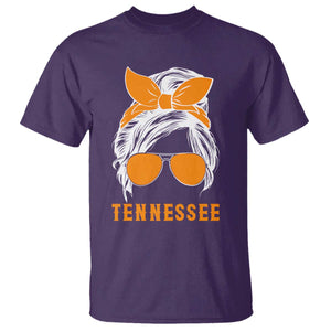 Tennessee Fan T Shirt Volunteers College Football Lover Game Day Messy Bun TS10 Purple Print Your Wear