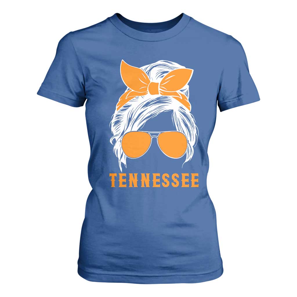 Tennessee Fan T Shirt For Women Volunteers College Football Lover Game Day Messy Bun TS10 Royal Blue Print Your Wear