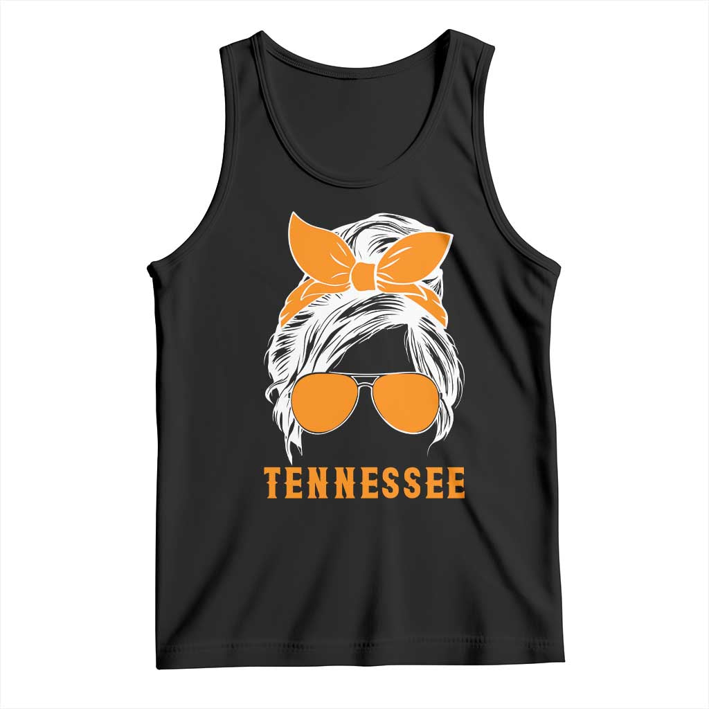 Tennessee Fan Tank Top Volunteers College Football Lover Game Day Messy Bun TS10 Black Print Your Wear