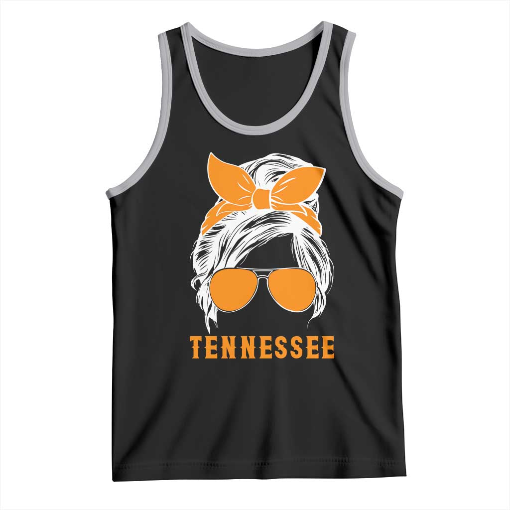 Tennessee Fan Tank Top Volunteers College Football Lover Game Day Messy Bun TS10 Black Athletic Heather Print Your Wear