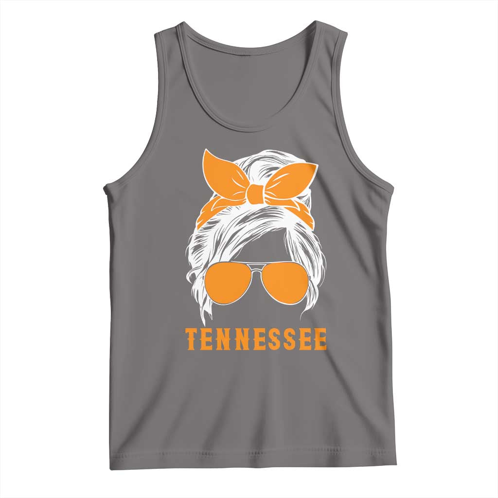 Tennessee Fan Tank Top Volunteers College Football Lover Game Day Messy Bun TS10 Deep Heather Print Your Wear