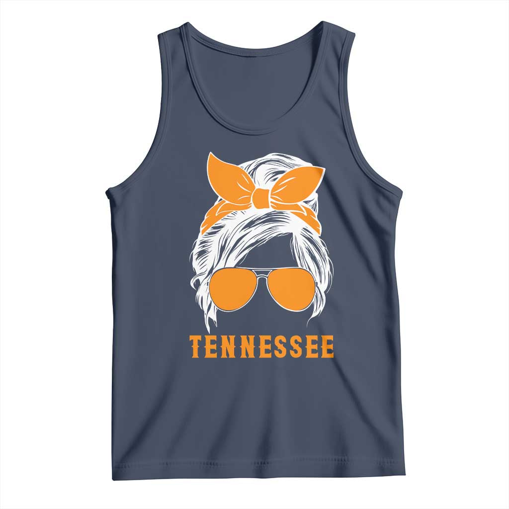 Tennessee Fan Tank Top Volunteers College Football Lover Game Day Messy Bun TS10 Navy Print Your Wear