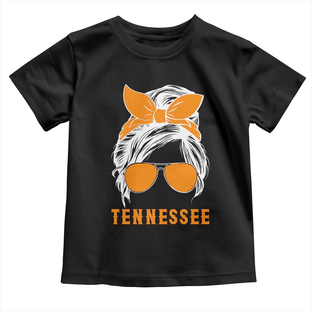 Tennessee Fan Toddler T Shirt Volunteers College Football Lover Game Day Messy Bun TS10 Black Print Your Wear