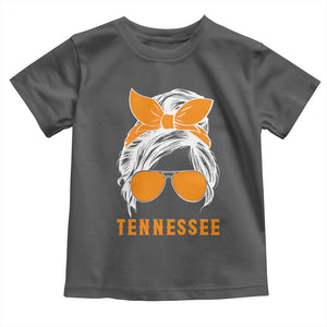Tennessee Fan Toddler T Shirt Volunteers College Football Lover Game Day Messy Bun TS10 Dark Heather Print Your Wear