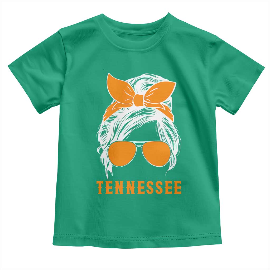 Tennessee Fan Toddler T Shirt Volunteers College Football Lover Game Day Messy Bun TS10 Irish Green Print Your Wear