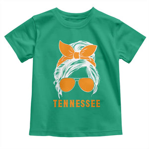 Tennessee Fan Toddler T Shirt Volunteers College Football Lover Game Day Messy Bun TS10 Irish Green Print Your Wear