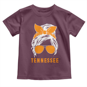 Tennessee Fan Toddler T Shirt Volunteers College Football Lover Game Day Messy Bun TS10 Maroon Print Your Wear