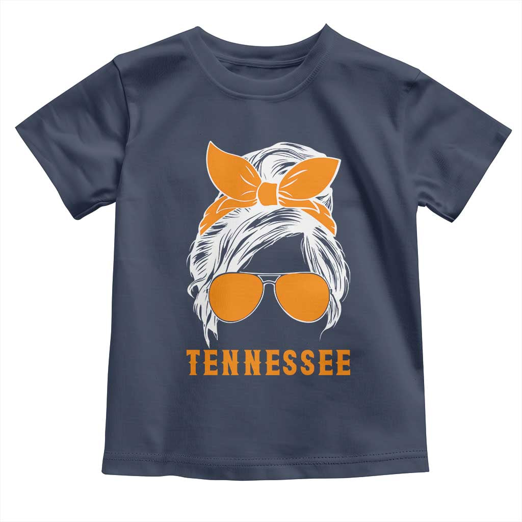 Tennessee Fan Toddler T Shirt Volunteers College Football Lover Game Day Messy Bun TS10 Navy Print Your Wear