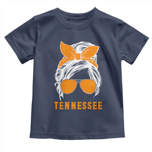 Tennessee Fan Toddler T Shirt Volunteers College Football Lover Game Day Messy Bun TS10 Navy Print Your Wear