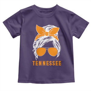 Tennessee Fan Toddler T Shirt Volunteers College Football Lover Game Day Messy Bun TS10 Purple Print Your Wear