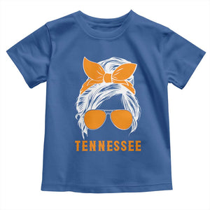Tennessee Fan Toddler T Shirt Volunteers College Football Lover Game Day Messy Bun TS10 Royal Blue Print Your Wear
