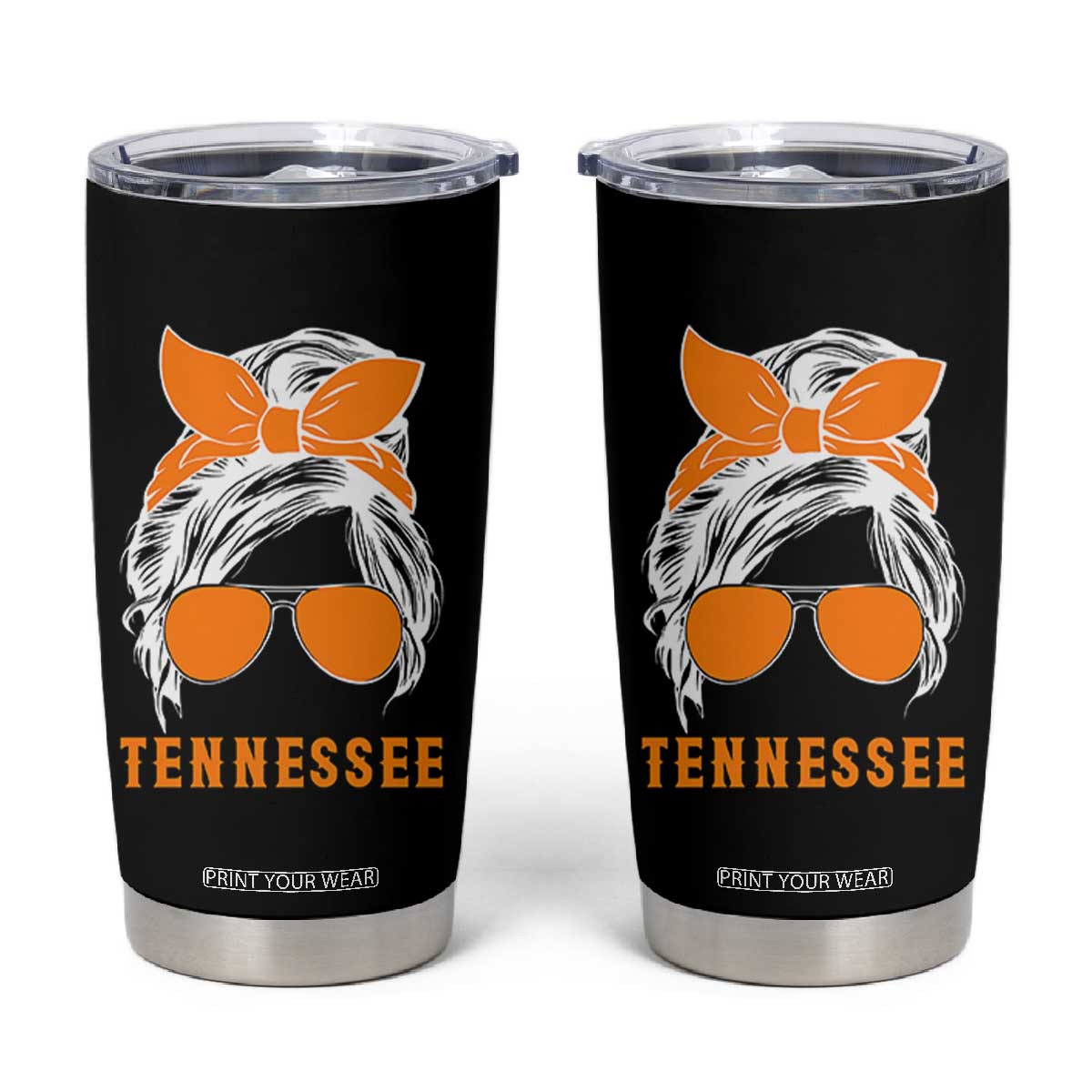 Tennessee Fan Tumbler Cup Volunteers College Football Lover Game Day Messy Bun TS10 Black Print Your Wear