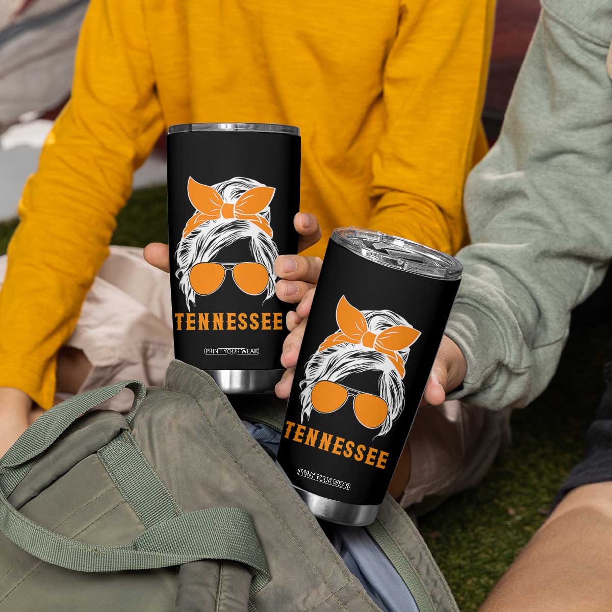 Tennessee Fan Tumbler Cup Volunteers College Football Lover Game Day Messy Bun TS10 Print Your Wear