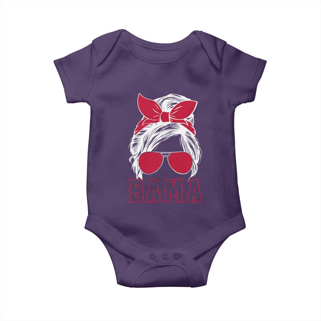 Alabama Fan Baby Onesie Bama Football Lover Game Day Messy Bun TS10 Purple Print Your Wear