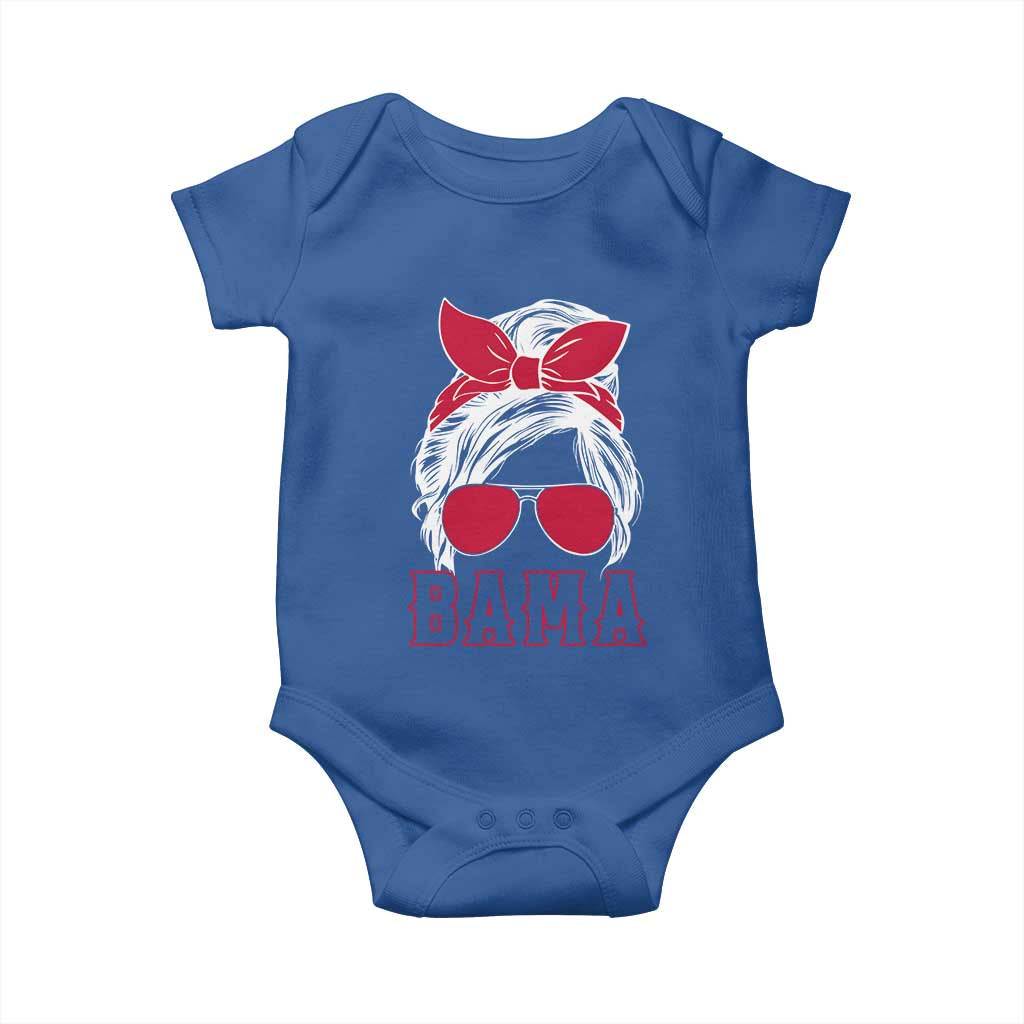 Alabama Fan Baby Onesie Bama Football Lover Game Day Messy Bun TS10 Royal Blue Print Your Wear