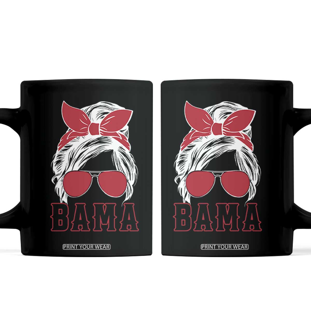 Alabama Fan Coffee Mug Bama Football Lover Game Day Messy Bun TS10 Black Print Your Wear