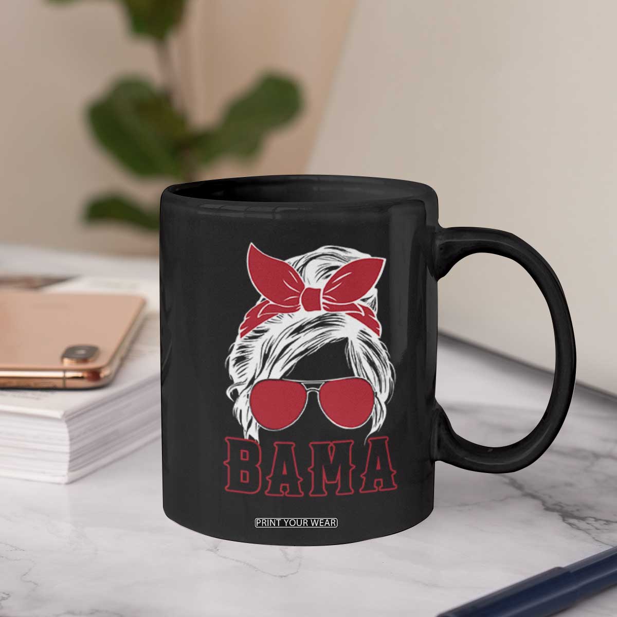 Alabama Fan Coffee Mug Bama Football Lover Game Day Messy Bun TS10 Print Your Wear