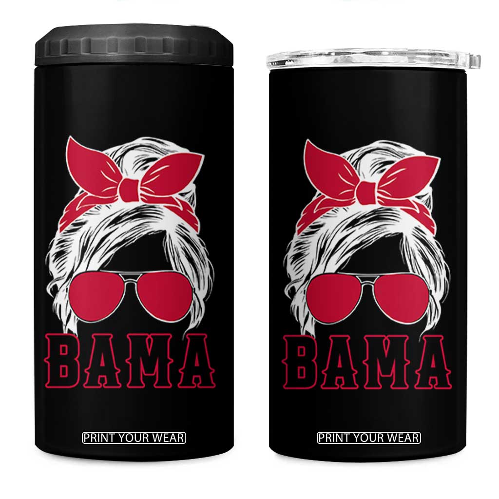 Alabama Fan 4 in 1 Can Cooler Tumbler Bama Football Lover Game Day Messy Bun TS10 One Size: 16 oz Black Print Your Wear