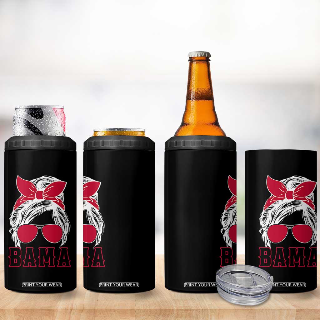 Alabama Fan 4 in 1 Can Cooler Tumbler Bama Football Lover Game Day Messy Bun TS10 Print Your Wear