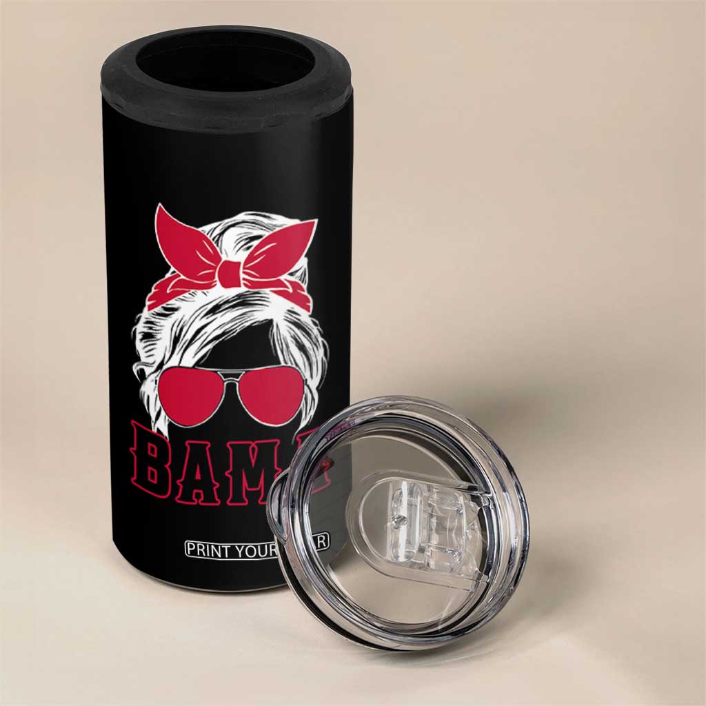 Alabama Fan 4 in 1 Can Cooler Tumbler Bama Football Lover Game Day Messy Bun TS10 Print Your Wear