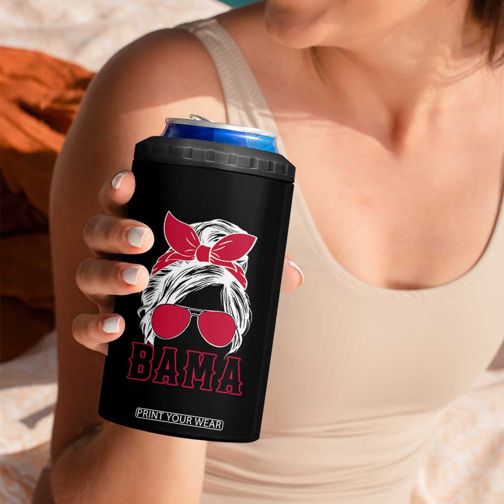 Alabama Fan 4 in 1 Can Cooler Tumbler Bama Football Lover Game Day Messy Bun TS10 Print Your Wear