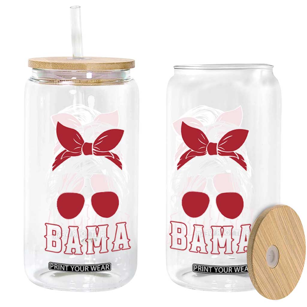 Alabama Fan Glass Can Bama Football Lover Game Day Messy Bun TS10 Print Your Wear