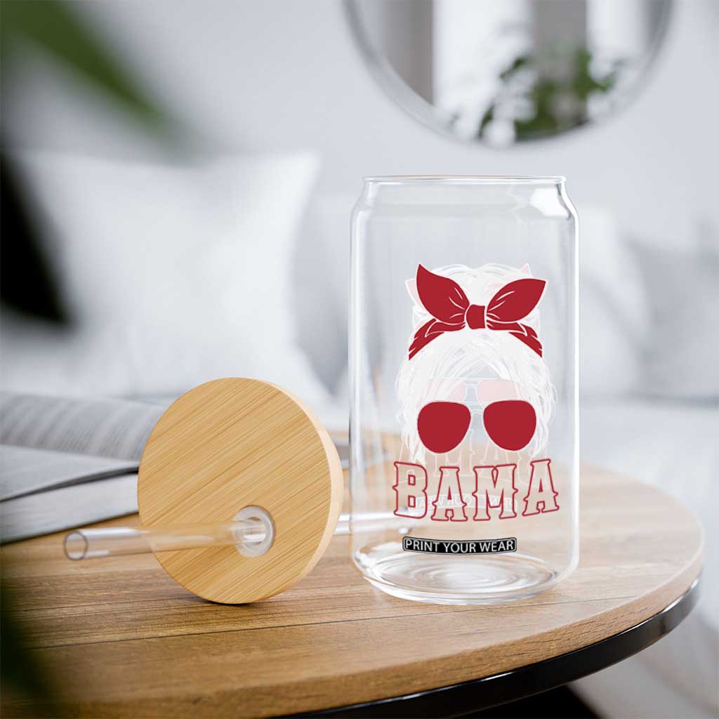Alabama Fan Glass Can Bama Football Lover Game Day Messy Bun TS10 Print Your Wear