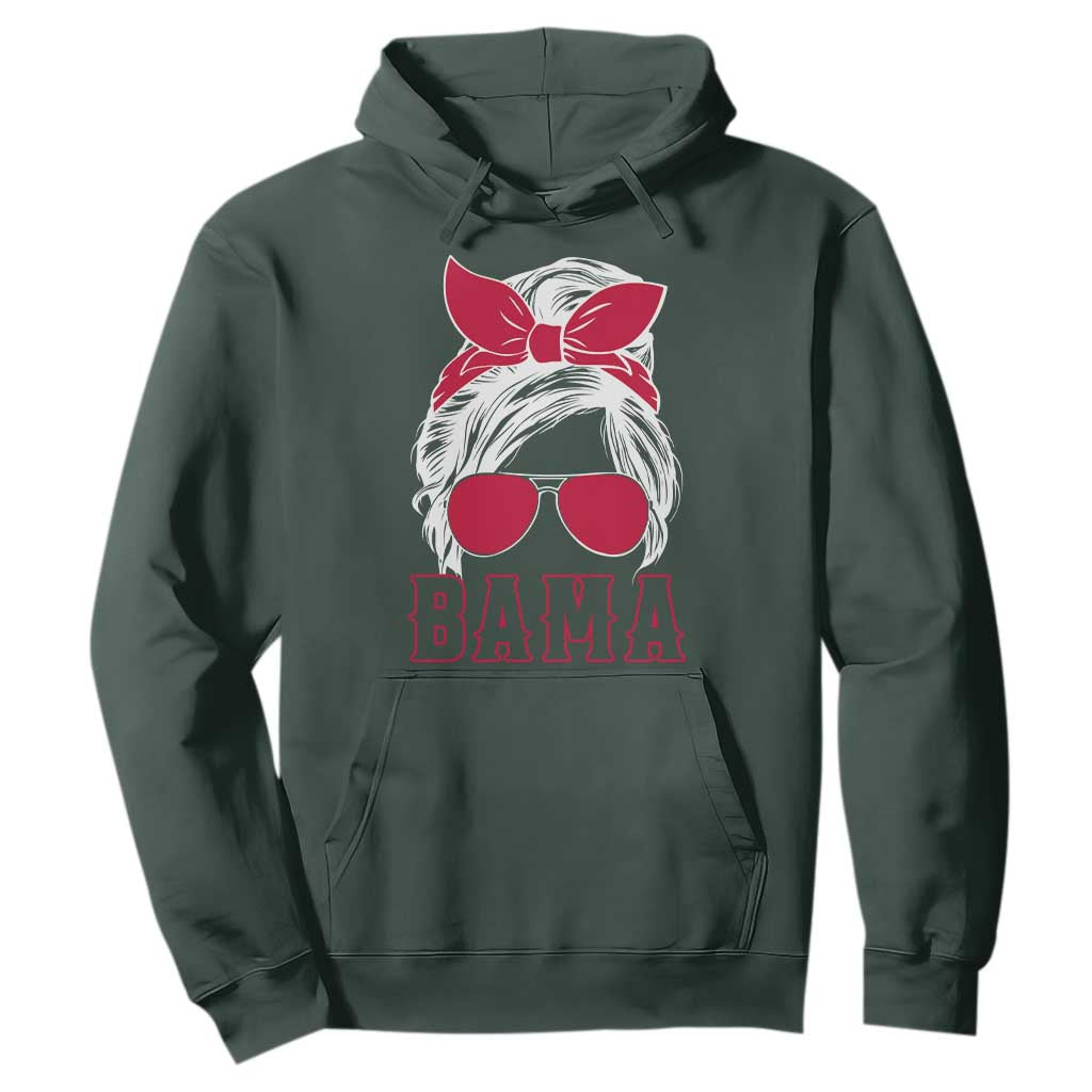 Alabama Fan Hoodie Bama Football Lover Game Day Messy Bun TS10 Dark Forest Green Print Your Wear