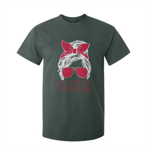 Alabama Fan T Shirt For Kid Bama Football Lover Game Day Messy Bun TS10 Dark Forest Green Print Your Wear