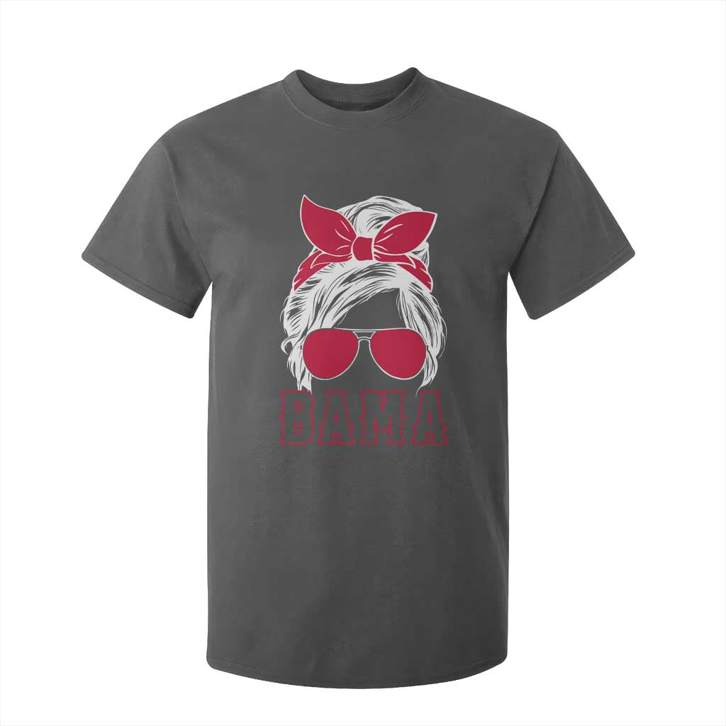 Alabama Fan T Shirt For Kid Bama Football Lover Game Day Messy Bun TS10 Dark Heather Print Your Wear