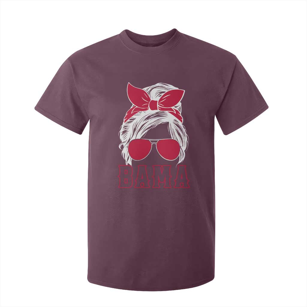 Alabama Fan T Shirt For Kid Bama Football Lover Game Day Messy Bun TS10 Maroon Print Your Wear