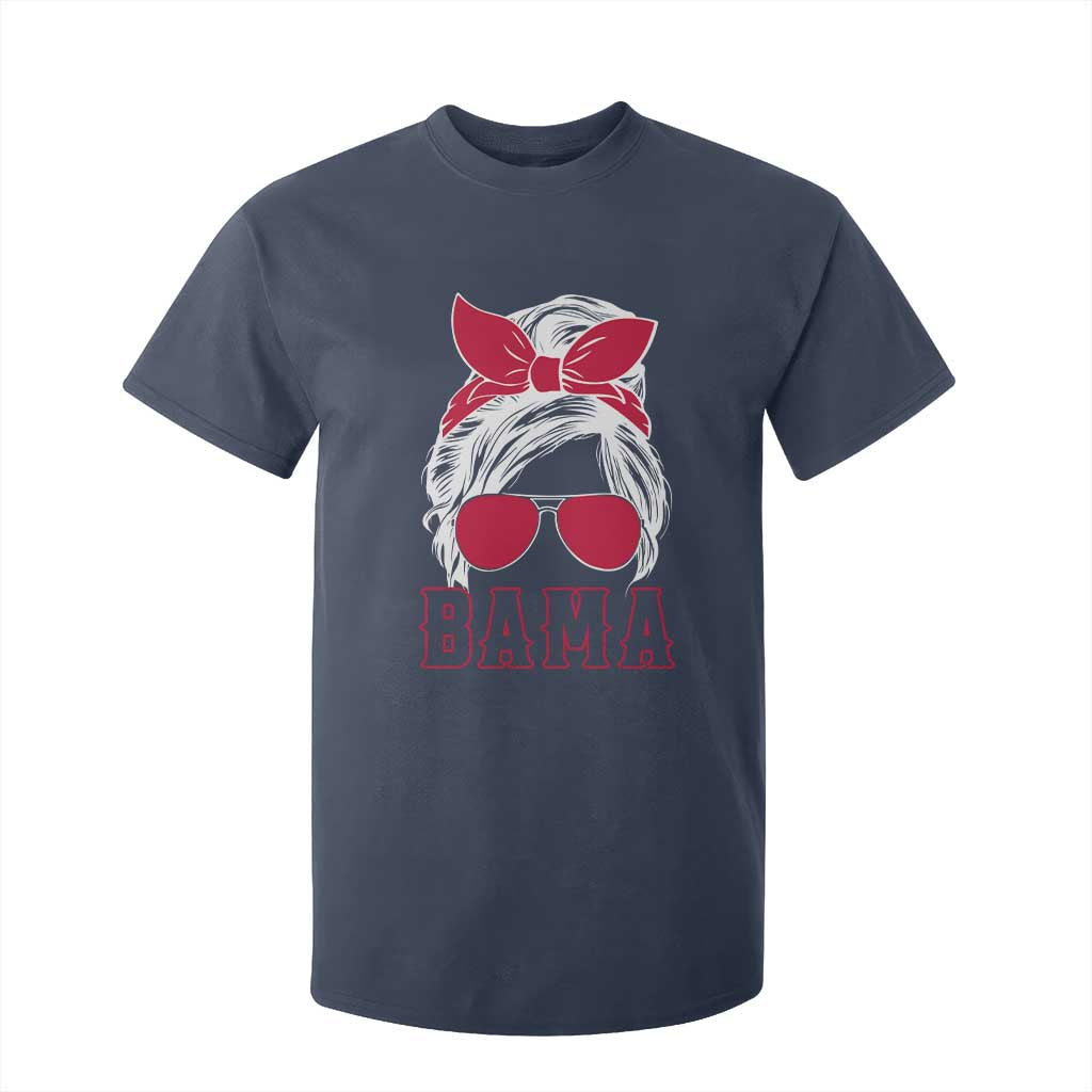 Alabama Fan T Shirt For Kid Bama Football Lover Game Day Messy Bun TS10 Navy Print Your Wear