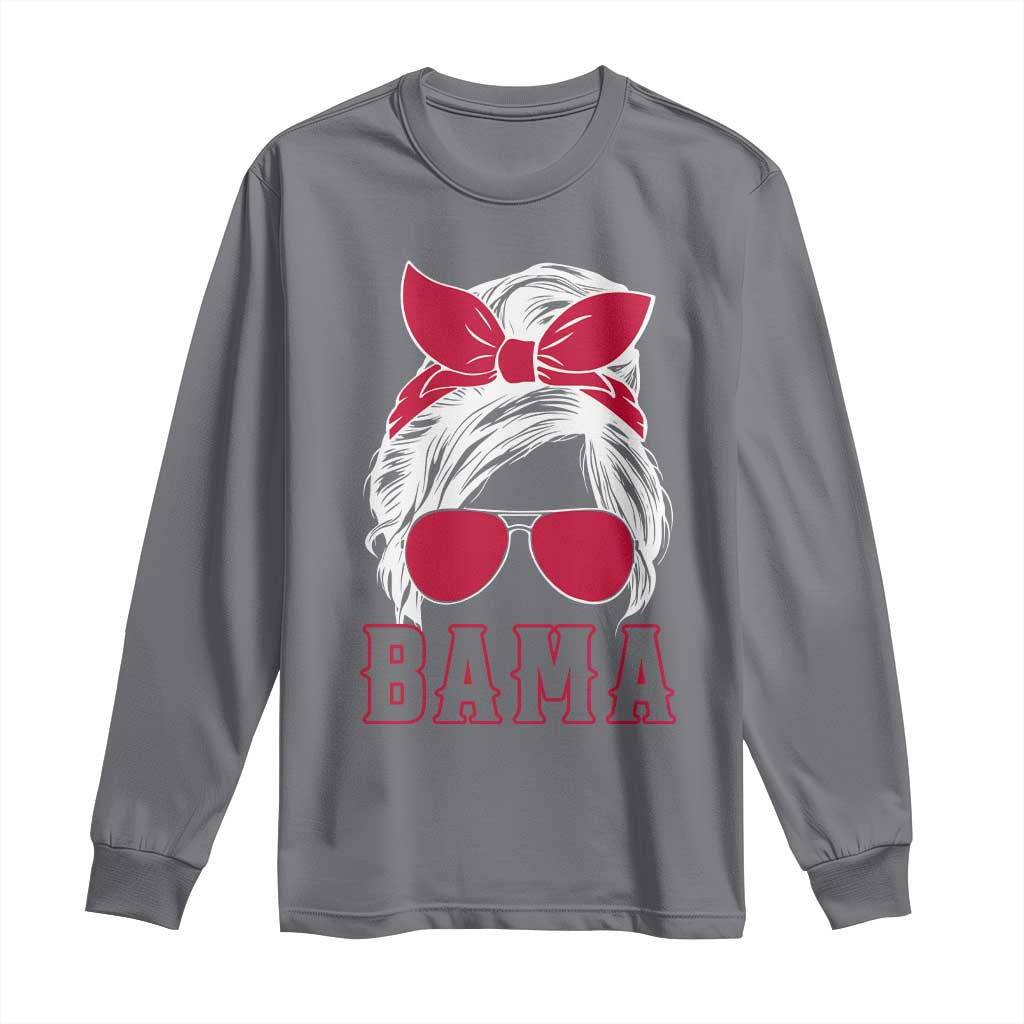 Alabama Fan Long Sleeve Shirt Bama Football Lover Game Day Messy Bun TS10 Charcoal Print Your Wear