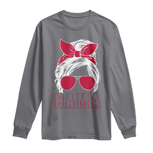 Alabama Fan Long Sleeve Shirt Bama Football Lover Game Day Messy Bun TS10 Charcoal Print Your Wear