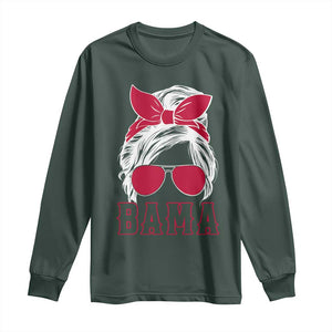 Alabama Fan Long Sleeve Shirt Bama Football Lover Game Day Messy Bun TS10 Dark Forest Green Print Your Wear