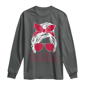 Alabama Fan Long Sleeve Shirt Bama Football Lover Game Day Messy Bun TS10 Dark Heather Print Your Wear