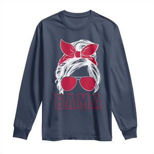 Alabama Fan Long Sleeve Shirt Bama Football Lover Game Day Messy Bun TS10 Navy Print Your Wear