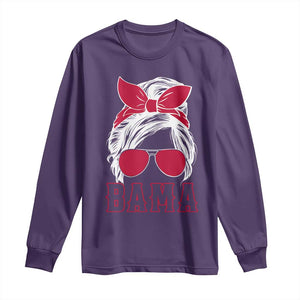 Alabama Fan Long Sleeve Shirt Bama Football Lover Game Day Messy Bun TS10 Purple Print Your Wear