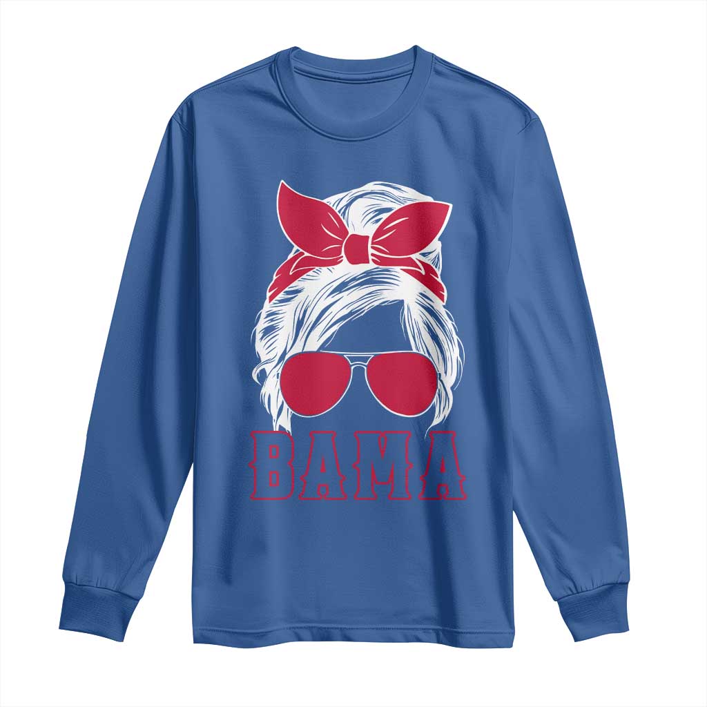 Alabama Fan Long Sleeve Shirt Bama Football Lover Game Day Messy Bun TS10 Royal Blue Print Your Wear