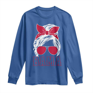 Alabama Fan Long Sleeve Shirt Bama Football Lover Game Day Messy Bun TS10 Royal Blue Print Your Wear
