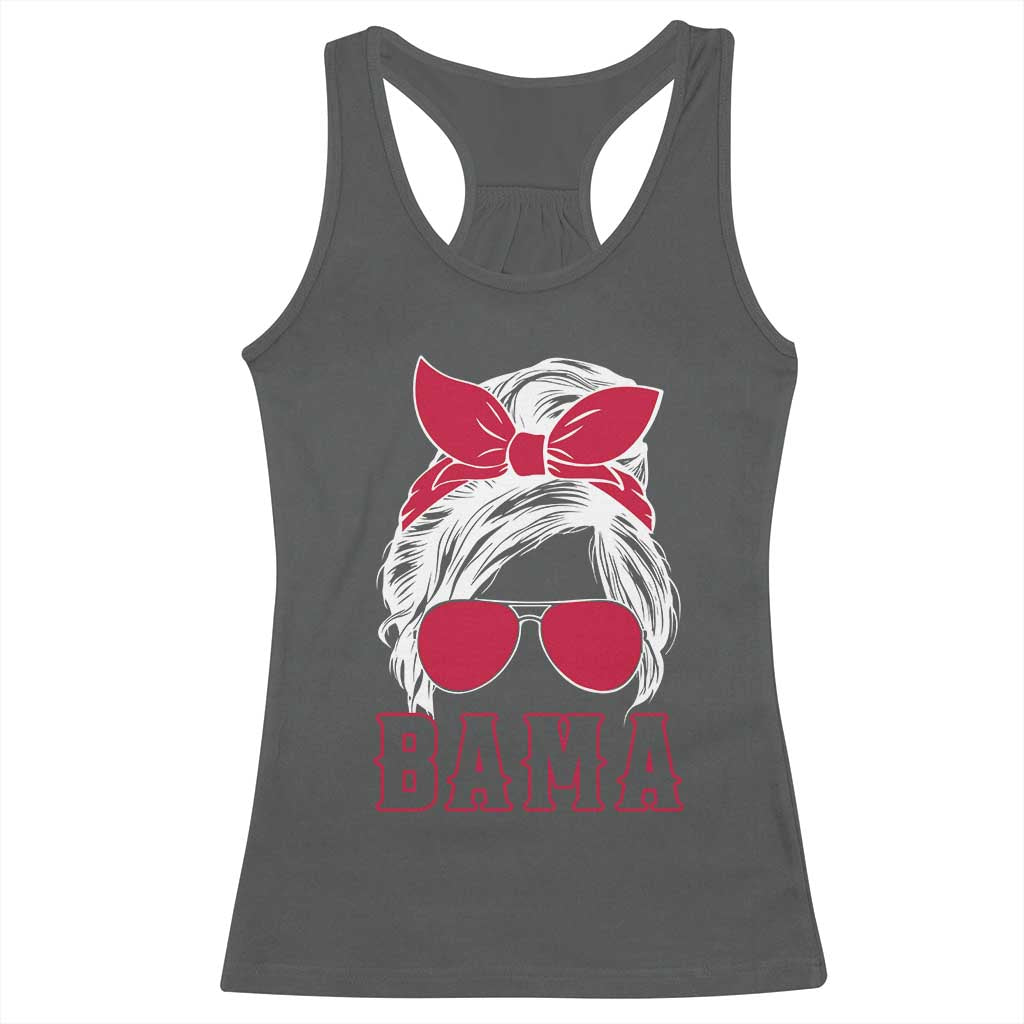 Alabama Fan Racerback Tank Top Bama Football Lover Game Day Messy Bun TS10 Dark Heather Print Your Wear
