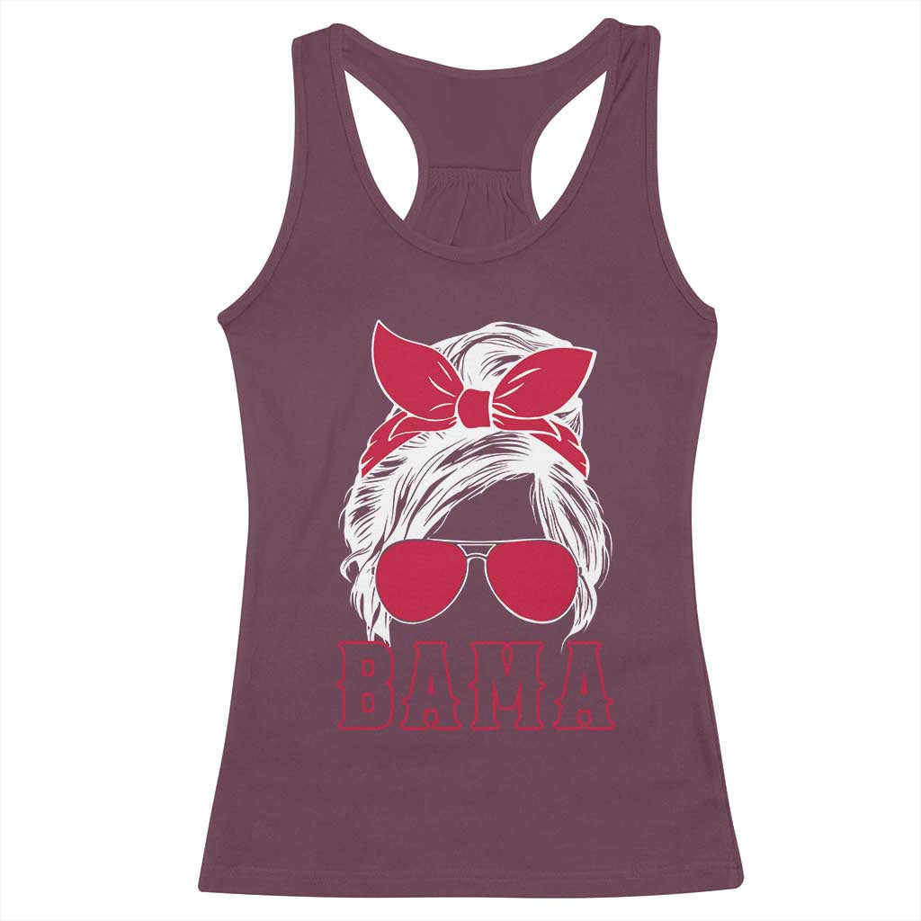 Alabama Fan Racerback Tank Top Bama Football Lover Game Day Messy Bun TS10 Maroon Print Your Wear