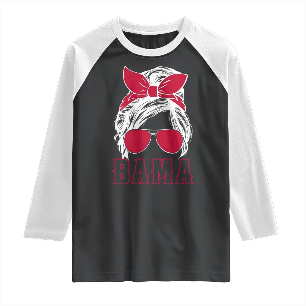 Alabama Fan Raglan Shirt Bama Football Lover Game Day Messy Bun TS10 Black White Print Your Wear