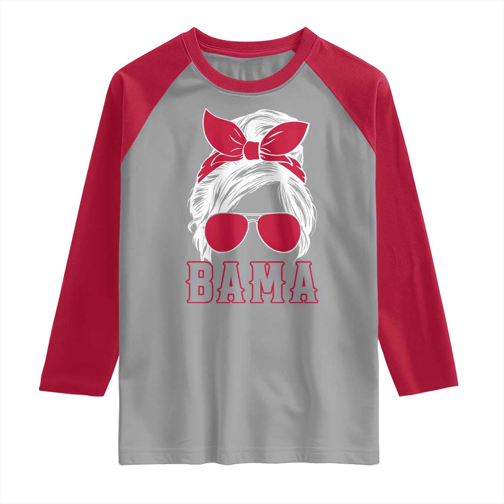 Alabama Fan Raglan Shirt Bama Football Lover Game Day Messy Bun TS10 Sport Gray Red Print Your Wear