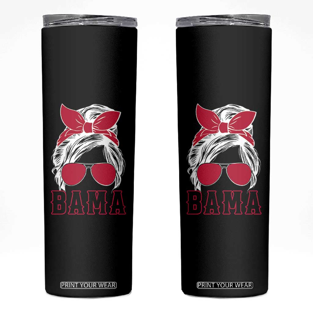 Alabama Fan Skinny Tumbler Bama Football Lover Game Day Messy Bun TS10 Black Print Your Wear