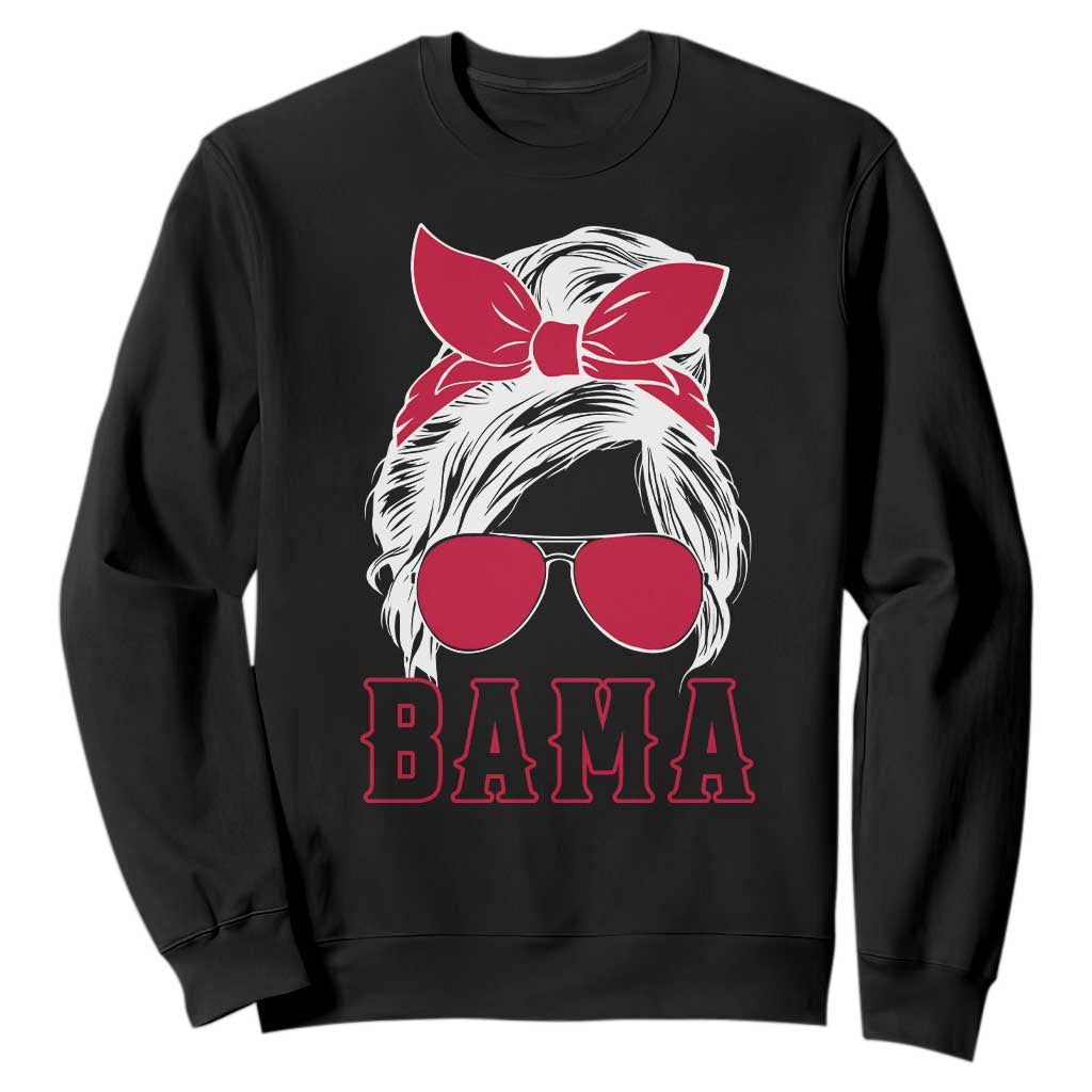 Alabama Fan Sweatshirt Bama Football Lover Game Day Messy Bun TS10 Black Print Your Wear