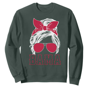 Alabama Fan Sweatshirt Bama Football Lover Game Day Messy Bun TS10 Dark Forest Green Print Your Wear