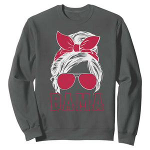 Alabama Fan Sweatshirt Bama Football Lover Game Day Messy Bun TS10 Dark Heather Print Your Wear
